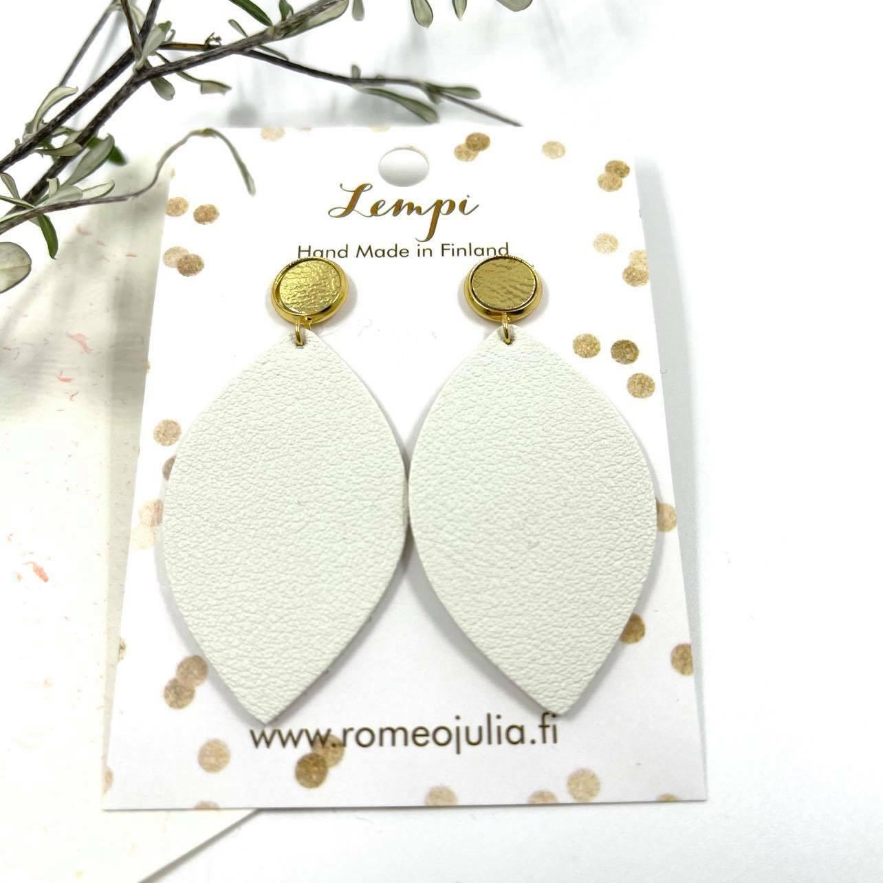 LEMPI® earrings, Iisa (button, white)