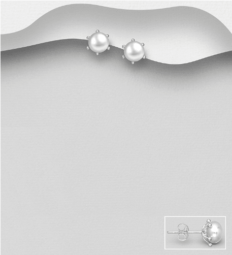 Silver studs, PREMIUM COLLECTION|Freshwater Pearl Earstuds