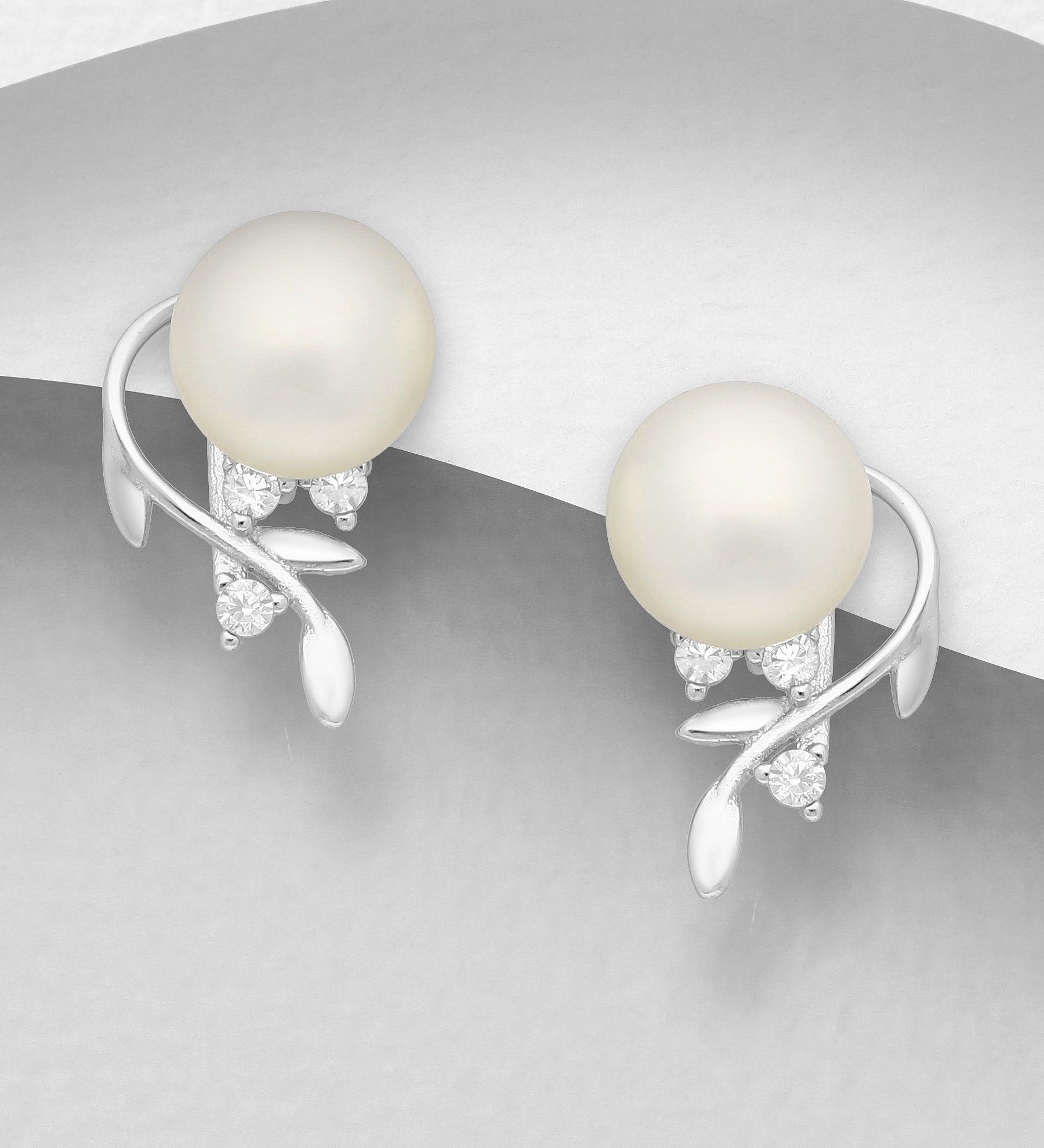 Silver buttons, PREMIUM COLLECTION|Romantic Freshwater Pearl Earstuds