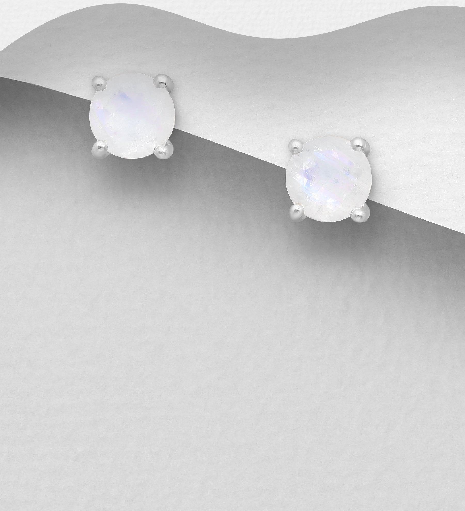 Hopeanapit, PREMIUM COLLECTION|Simple Moonstone Earstuds