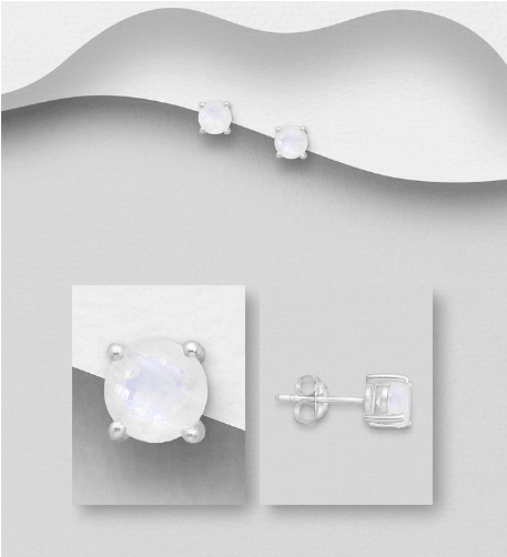 Silver Studs, PREMIUM COLLECTION|Simple Moonstone Earstuds