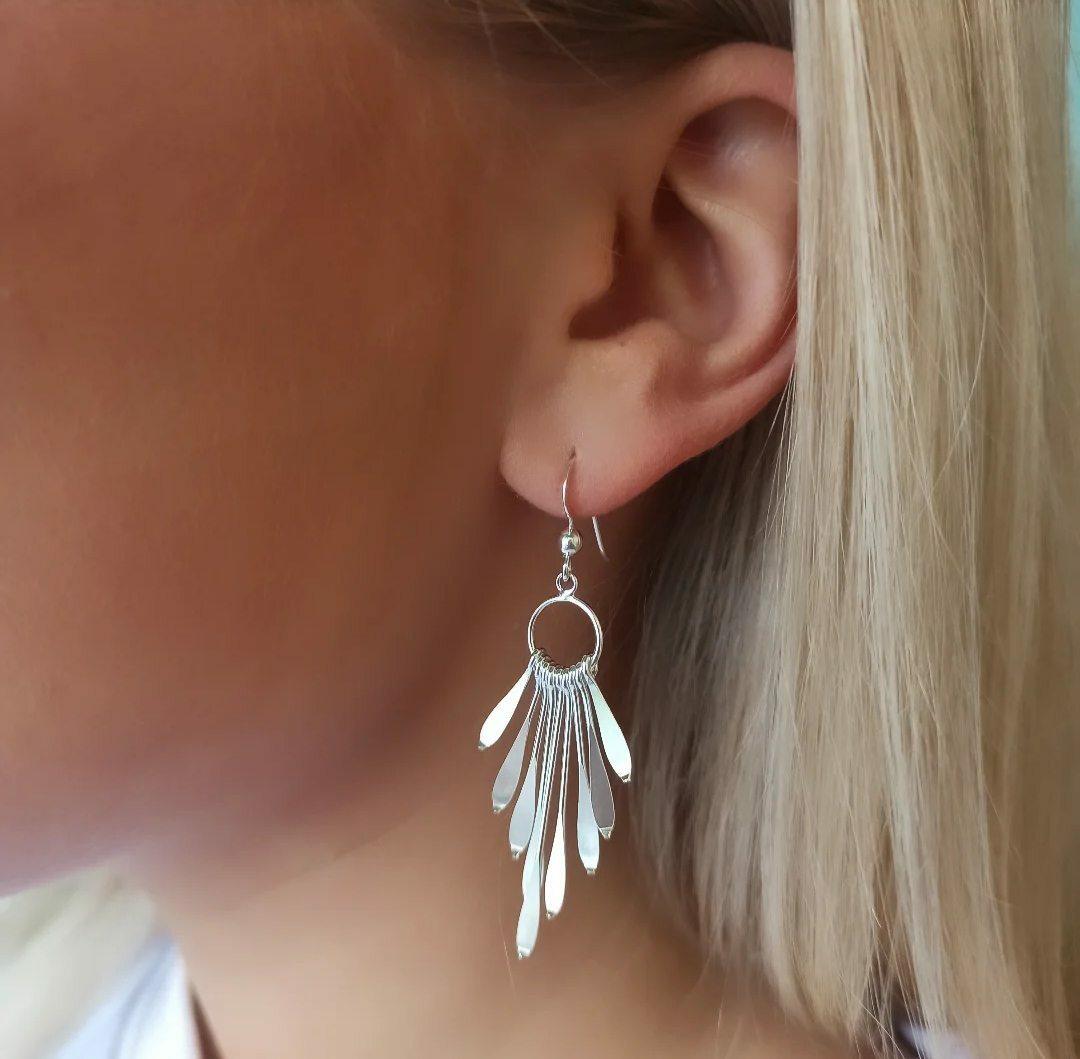 PREMIUM COLLECTION|Aino modern silver earrings