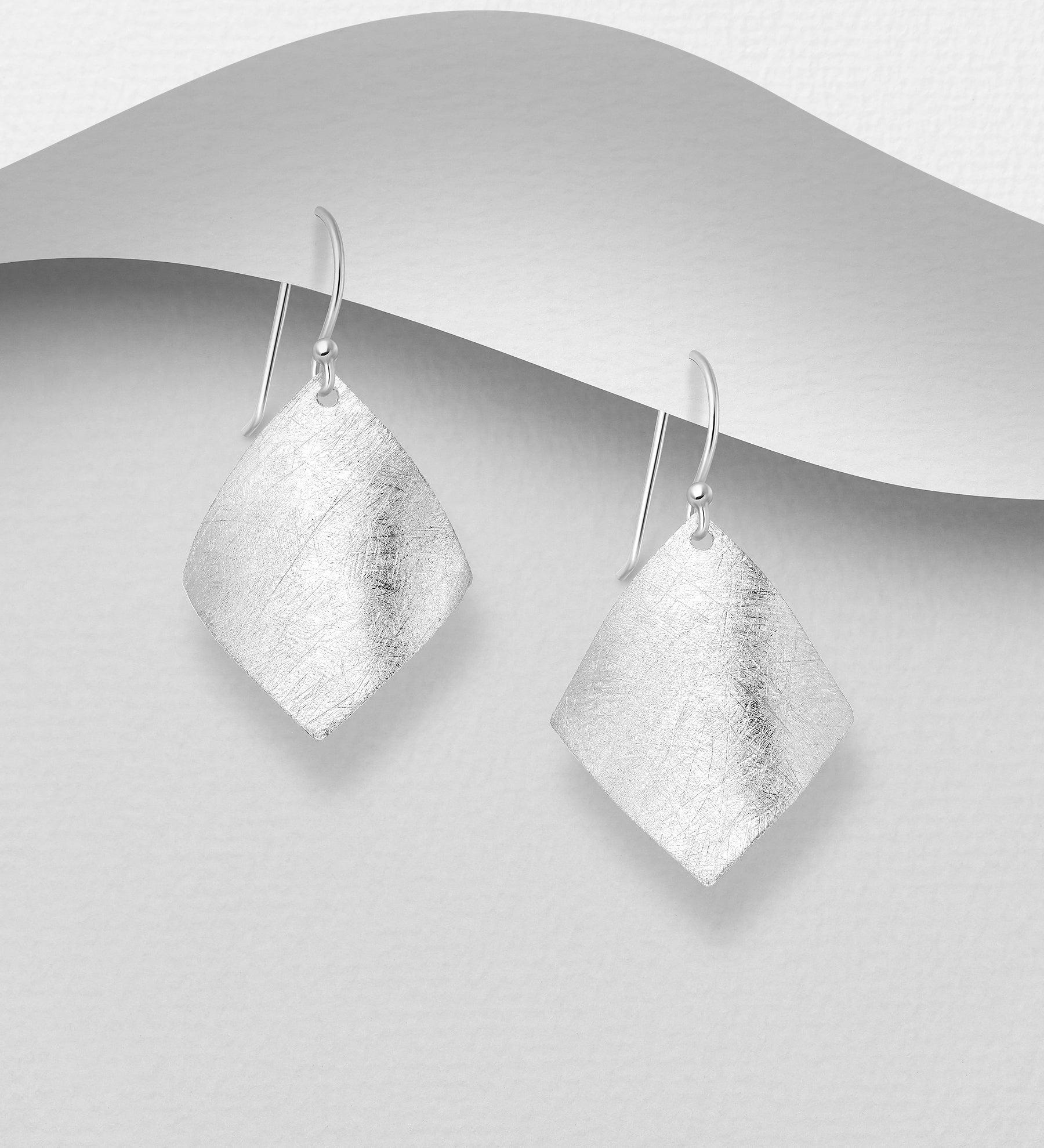 Silver earrings, PREMIUM COLLECTION|Minimalistic Matt Square Earrings