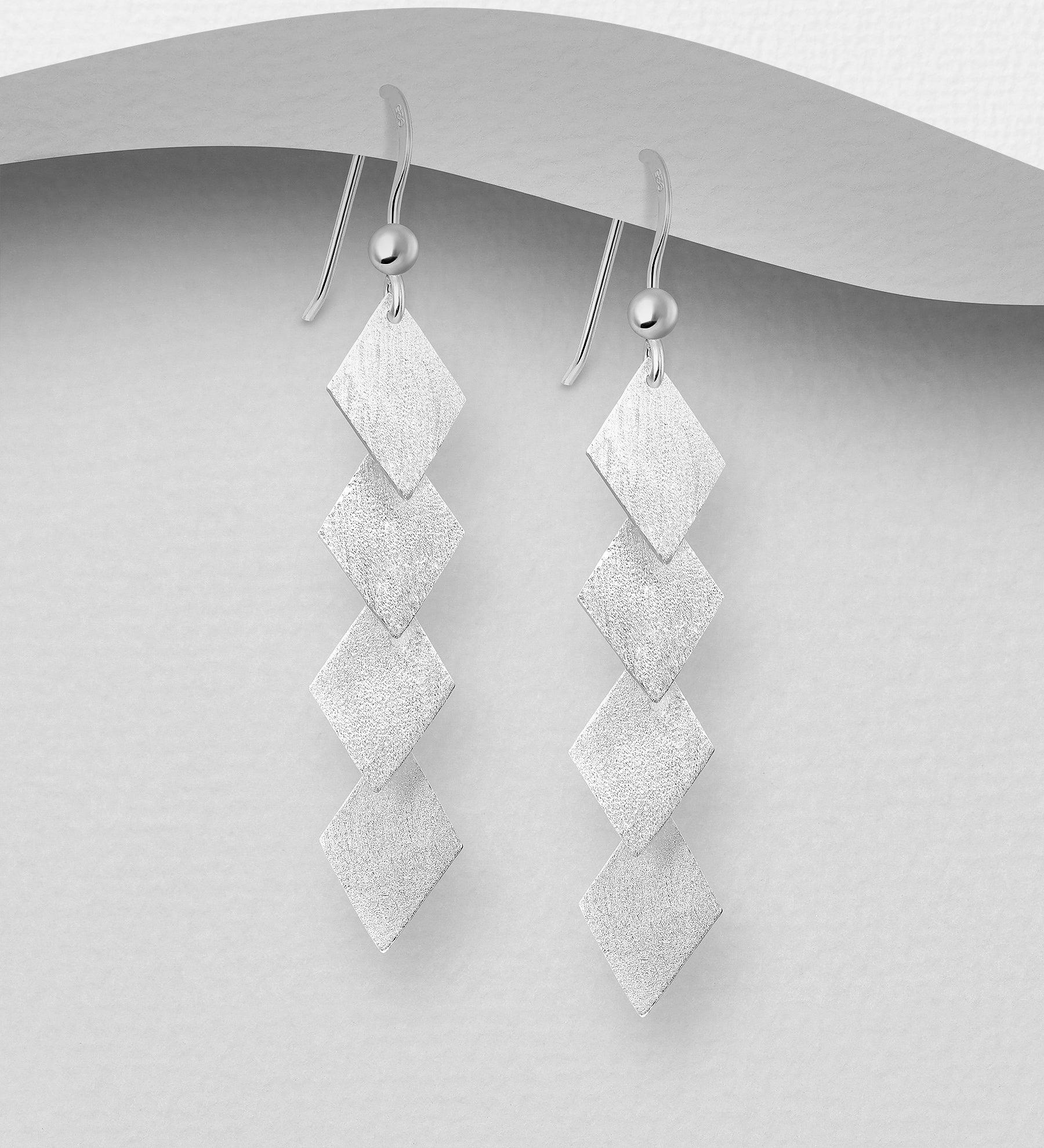 Silver earrings, PREMIUM COLLECTION|Minimalistic Matt Diamond Earrings