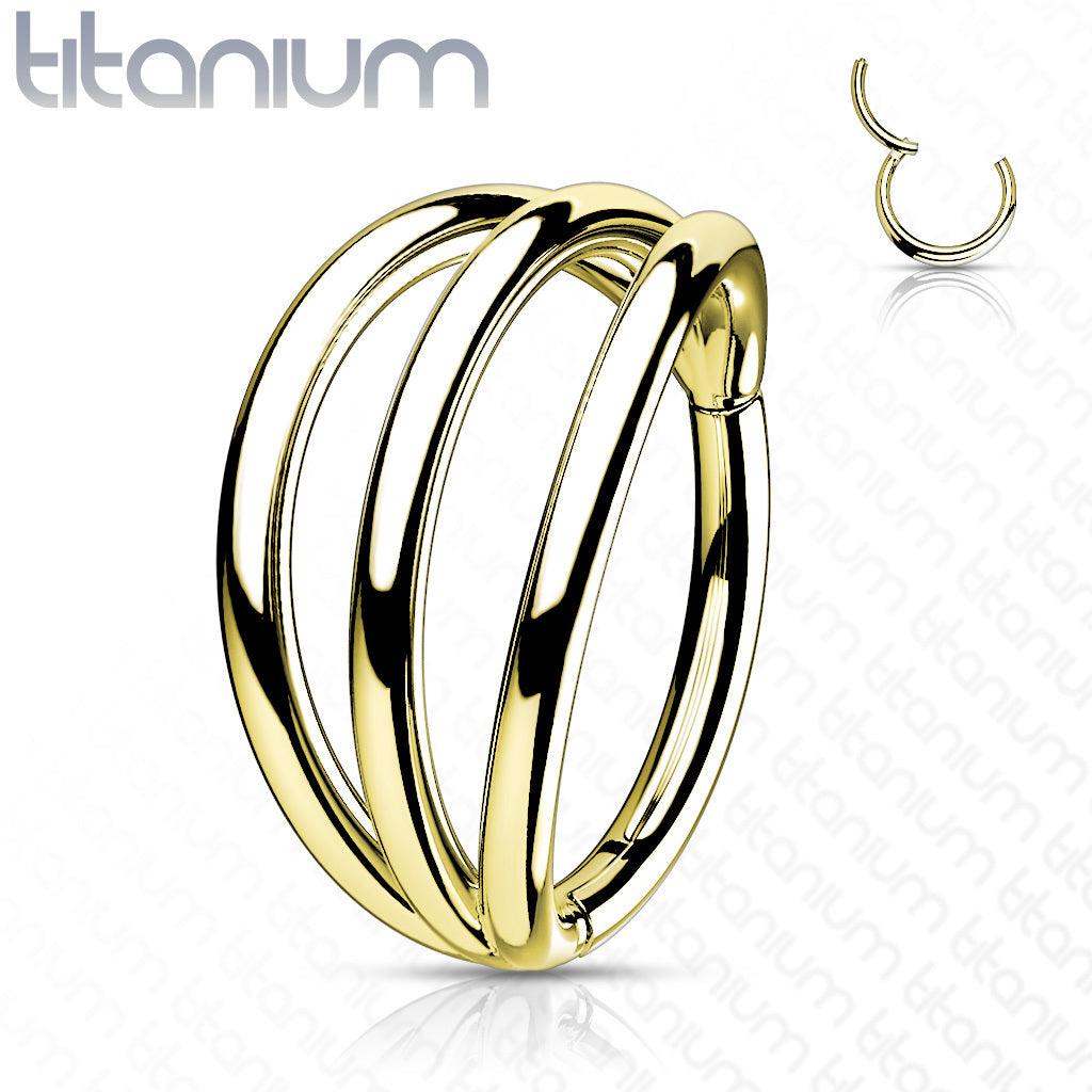 Piercing Ring, Implant Grade Titanium Triple Hoops in Gold