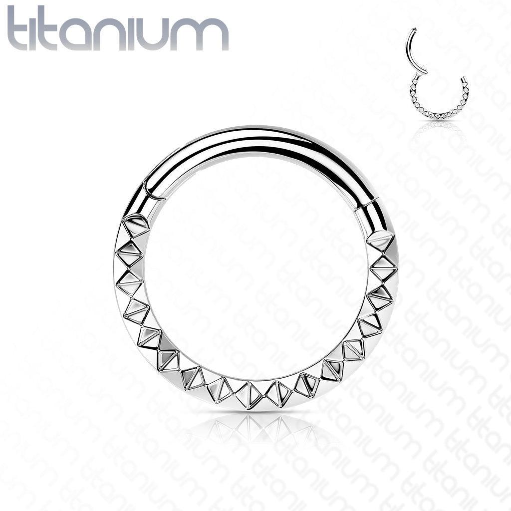 Piercing Ring, Implant Grade Titanium Front Pyramid Cut Hoops