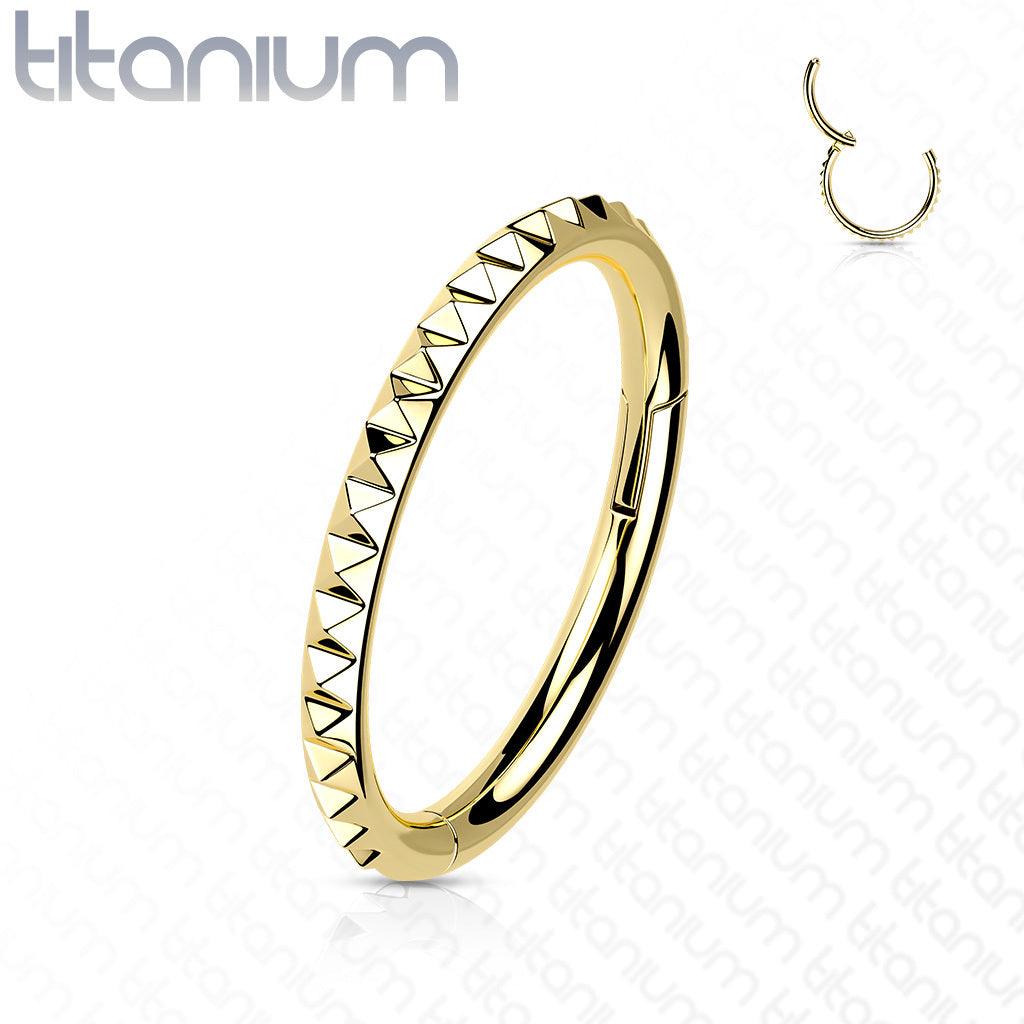 Piercing Ring, Implant Grade Titanium Pyramid Cut Hoop in Gold