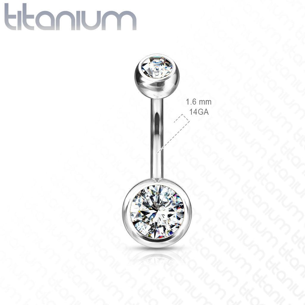 Belly ring, Implant Grade Titanium Double Crystal