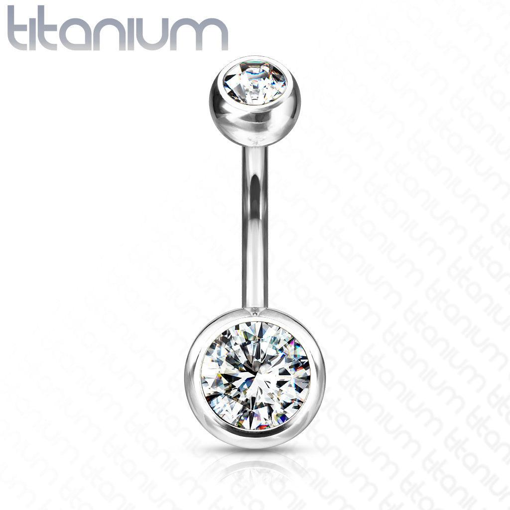 Belly ring, Implant Grade Titanium Double Crystal