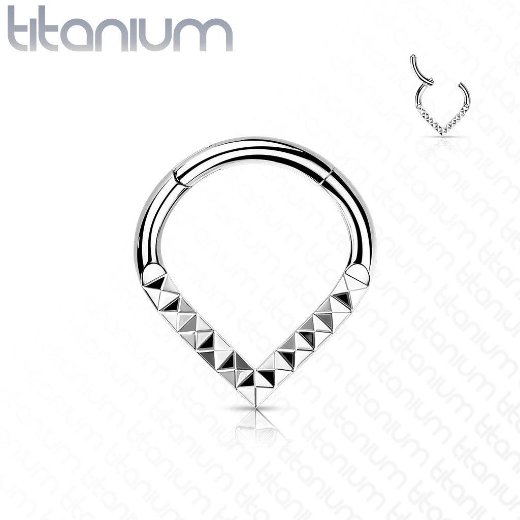 Piercing Ring, Implant Grade Titanium Teardrop Pyramid Cut Hoop