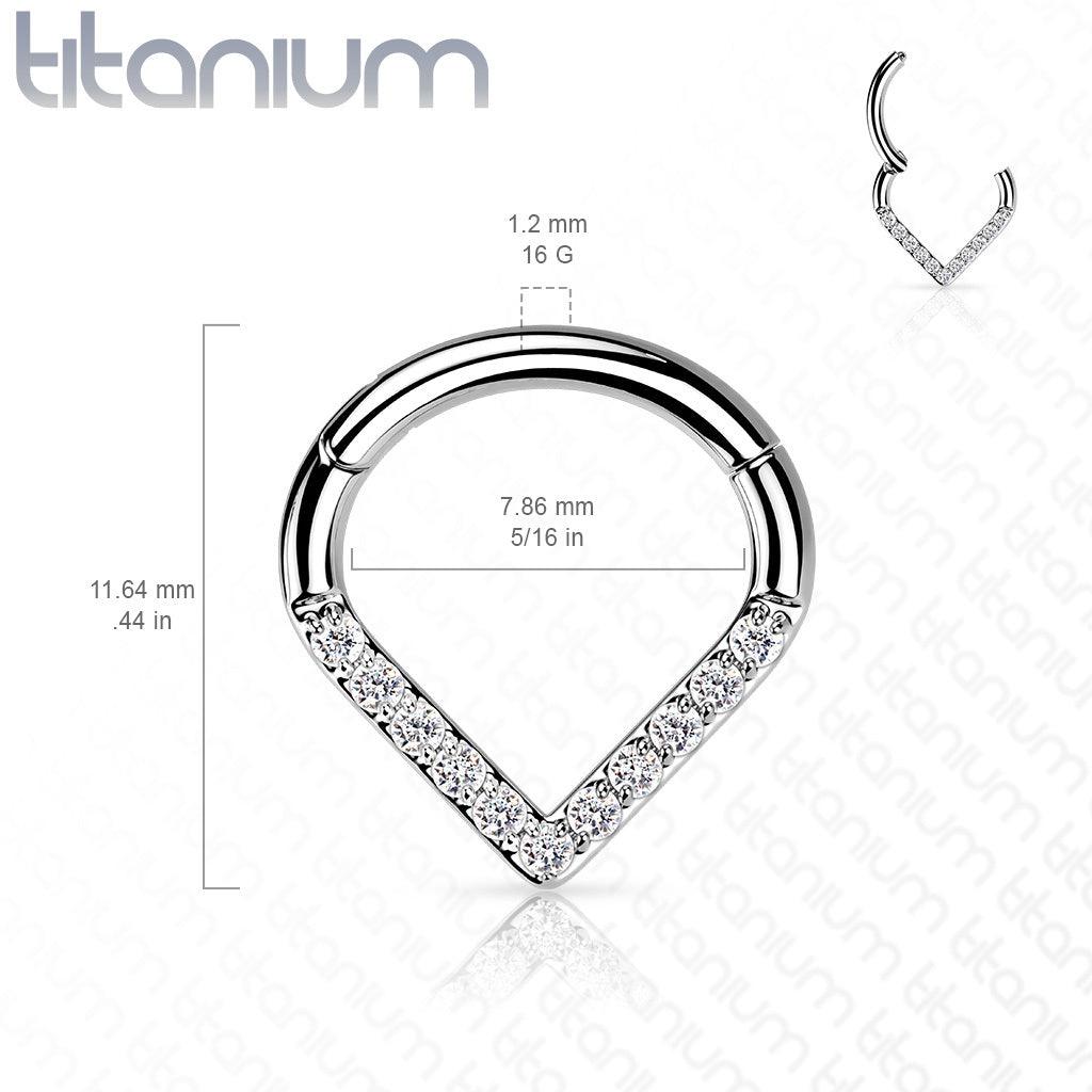 Piercing ring, Implant Grade Titanium Single Line CZ Hoop in Gold