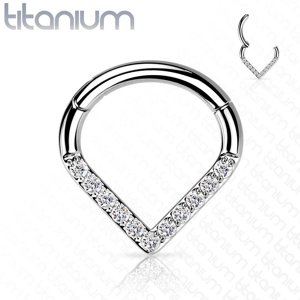 Piercing Ring, Titanium Single Line CZ Hoop