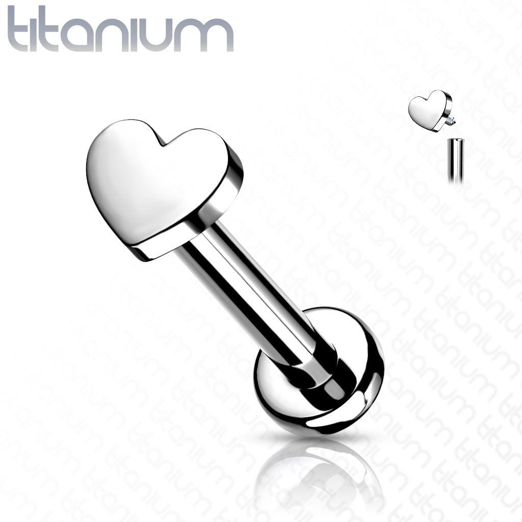 Cartilage/tragus jewelry, Titanium Mini Heart labret