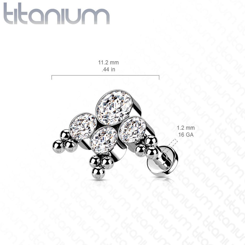 Cartilage jewelry/tragus jewelry, Implant Grade Titanium CZ Center Cluster Fan