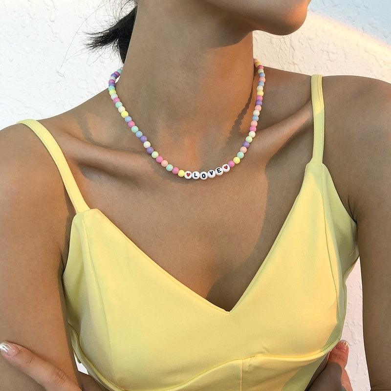 Necklace, FRENCH RIVIERA|Trendy Colorful Love Necklace