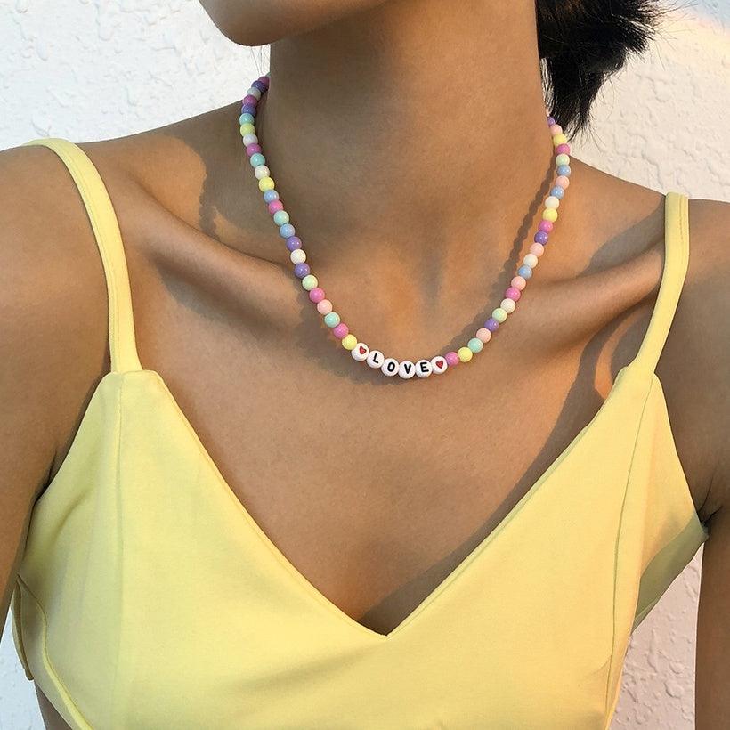 Necklace, FRENCH RIVIERA|Trendy Colorful Love Necklace