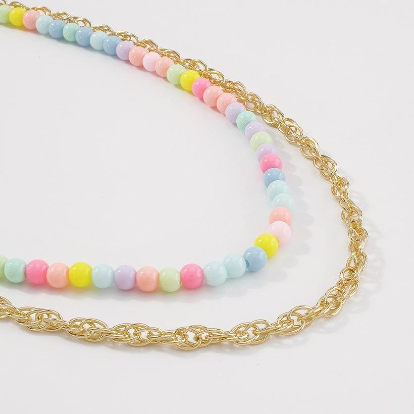 Layered necklace, FRENCH RIVIERA|Trendy Colorful Necklace with Chain