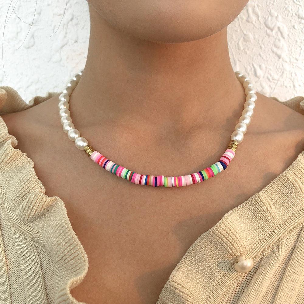 Necklace, FRENCH RIVIERA|Trendy Colorful Pearl Necklace