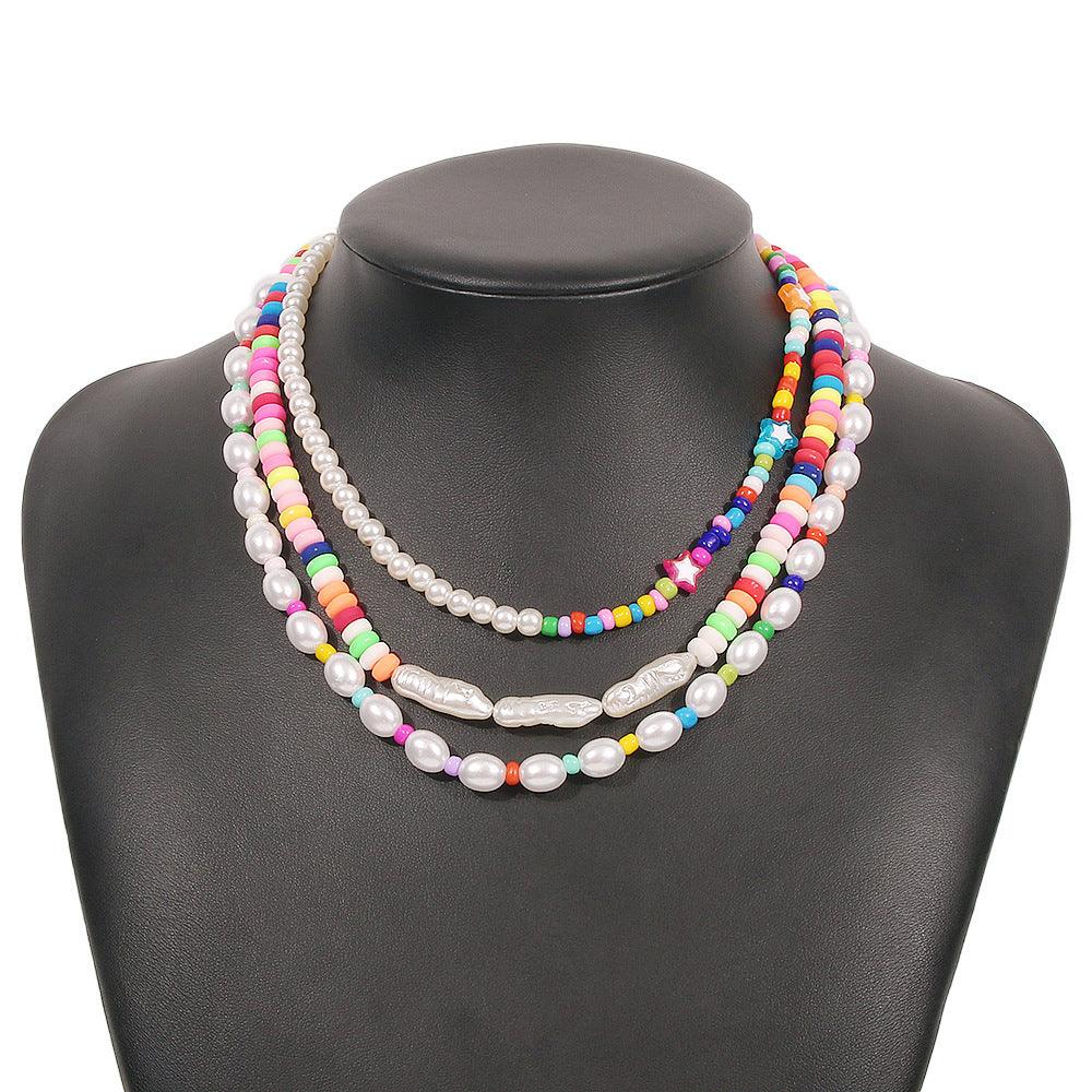 Layered necklace, FRENCH RIVIERA|Trendy Colorful Three Piece Necklace