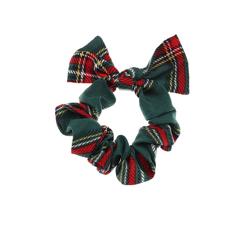 Donitsi/Scrunchie|SUGAR SUGAR, Green Bowtie Tartan Scrunchie