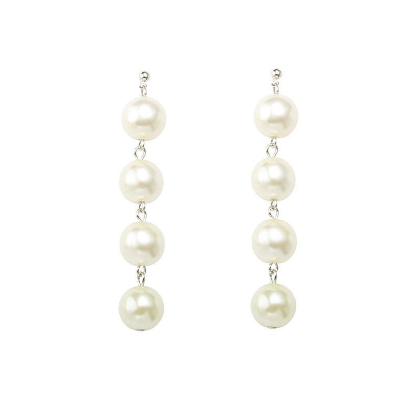 Earrings, FRENCH RIVIERA|Long Pearl Earrings in Silver