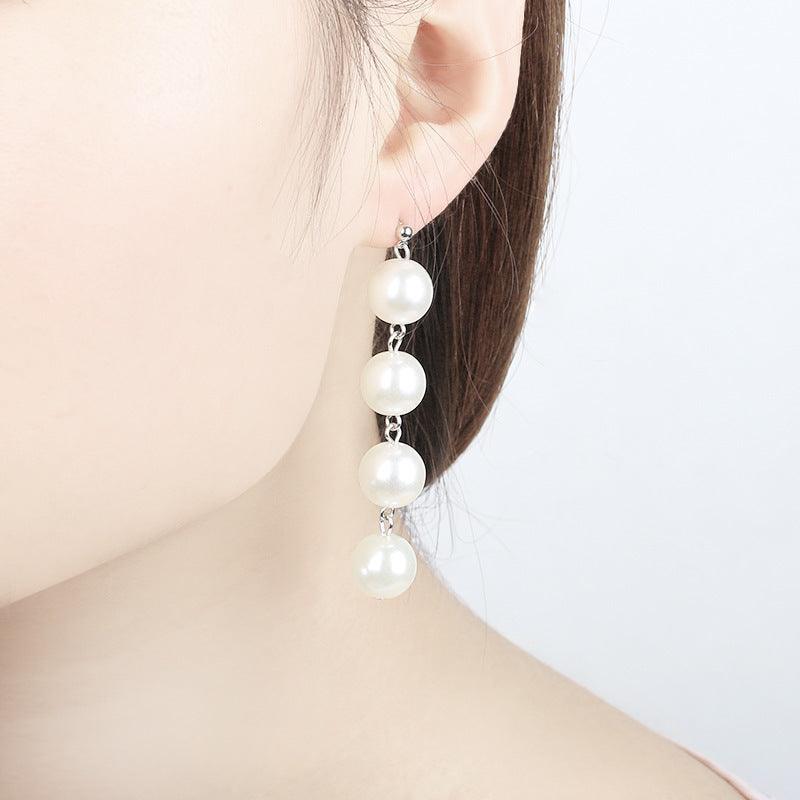 Earrings, FRENCH RIVIERA|Long Pearl Earrings in Silver