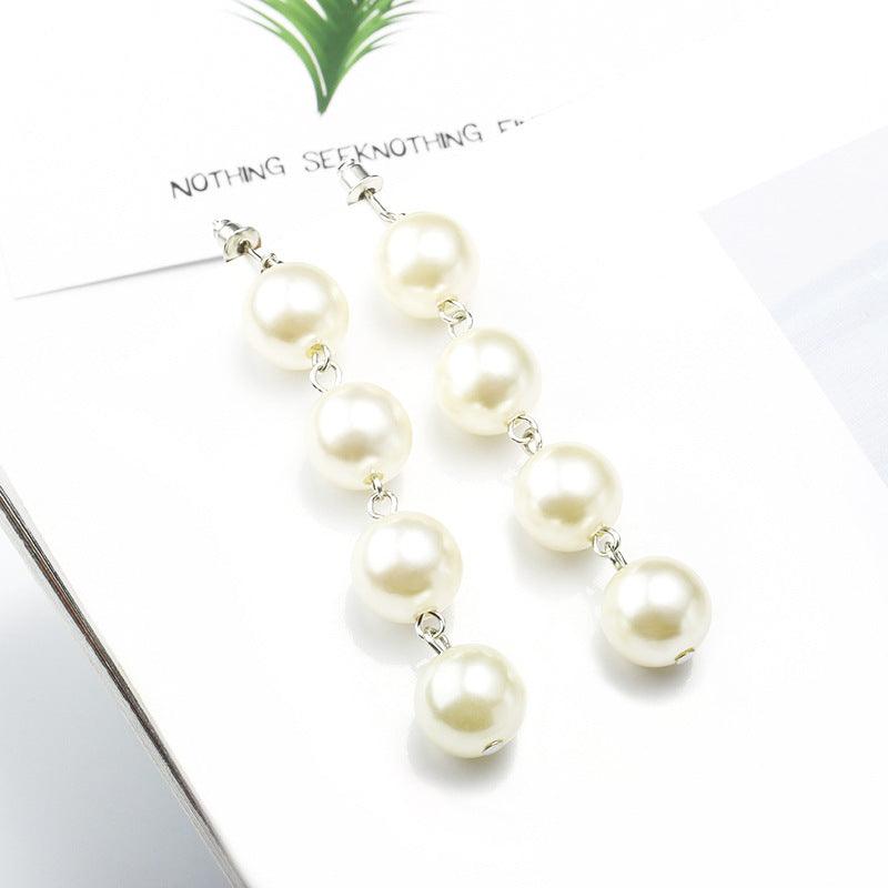 Earrings, FRENCH RIVIERA|Long Pearl Earrings in Silver