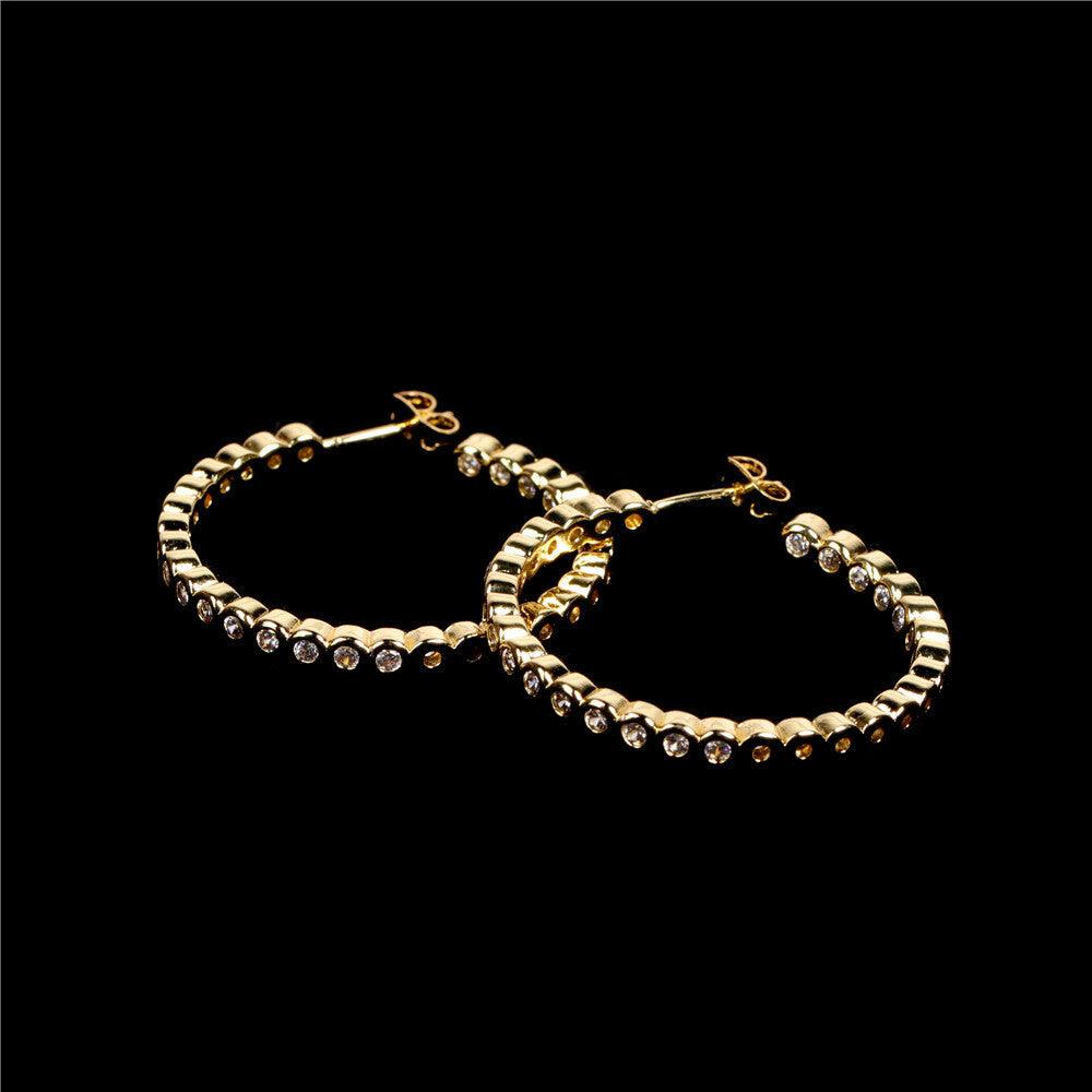 Earrings, FRENCH RIVIERA|Modern Gold Hoops with Cubic Zirconia