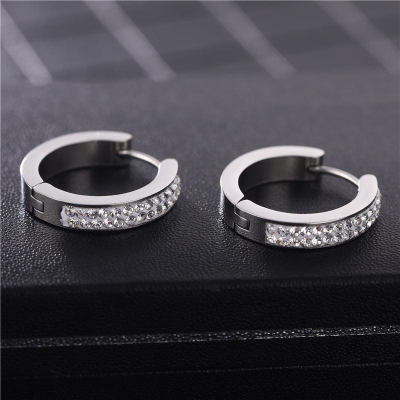 Surgical steel rings, Large Crystal Steel Hoop Earrings