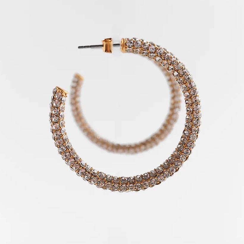 Earrings, FRENCH RIVIERA|Glamour Bling Hoops