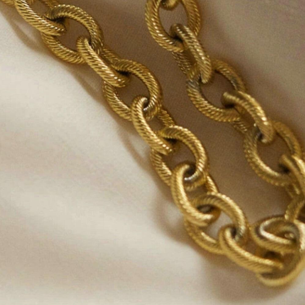 Surgical steel chain, FRENCH RIVIERA | Decorated Oval Chain in Gold