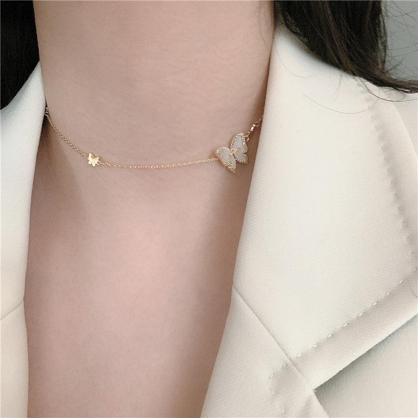 necklace, FRENCH RIVIERA|Butterfly Choker in Gold