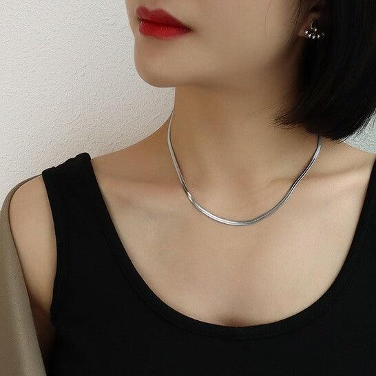 Surgical steel necklace, FRENCH RIVIERA|Snake Bone Chain in Silver