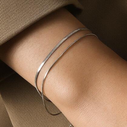 Surgical steel bracelet, FRENCH RIVIERA|Snake Bone Chain in Silver