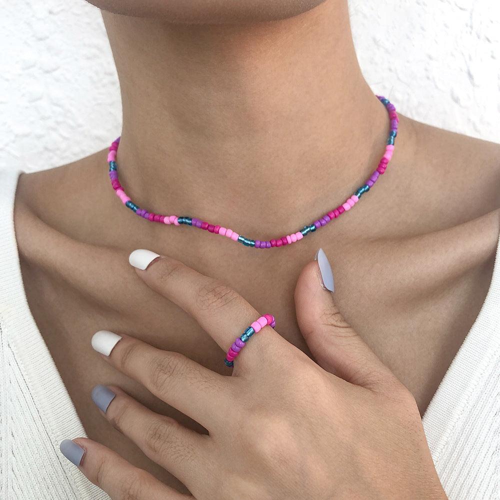 Kaulakoru, FRENCH RIVIERA|Colourful Beach Necklace with Ring