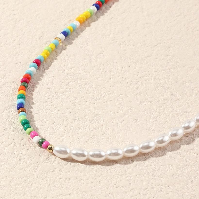 Necklace, FRENCH RIVIERA|Half &amp; Half Pearl and Surf Necklace