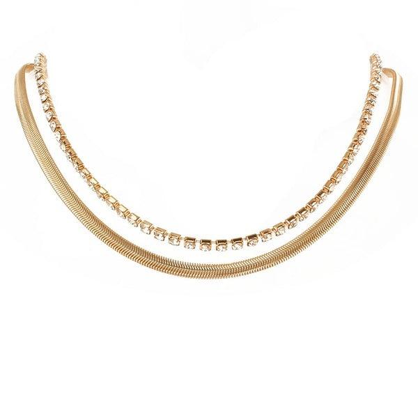 Layered necklace, FRENCH RIVIERA|Short Two Layer Necklace in Gold