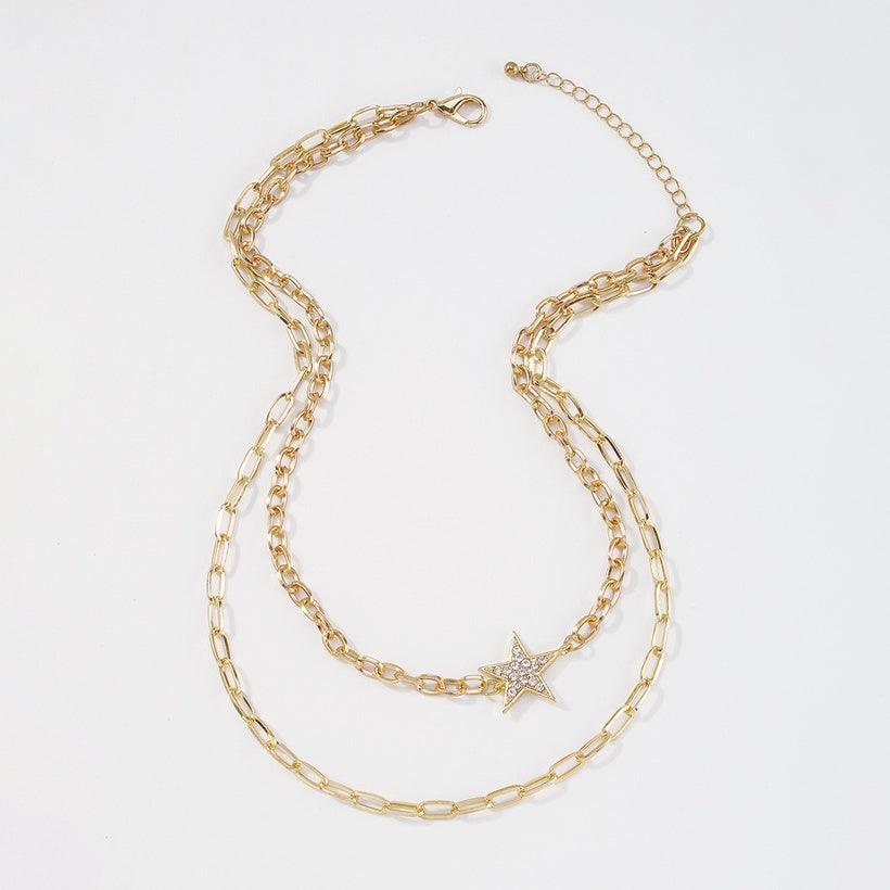 Kerroskaulakoru, FRENCH RIVIERA|Two Layer Star Necklace in Gold