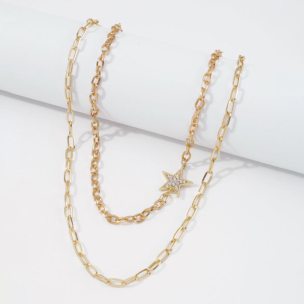 Kerroskaulakoru, FRENCH RIVIERA|Two Layer Star Necklace in Gold