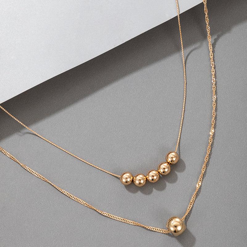 Layered necklace, FRENCH RIVIERA|Two Layer Classic Necklace in Gold