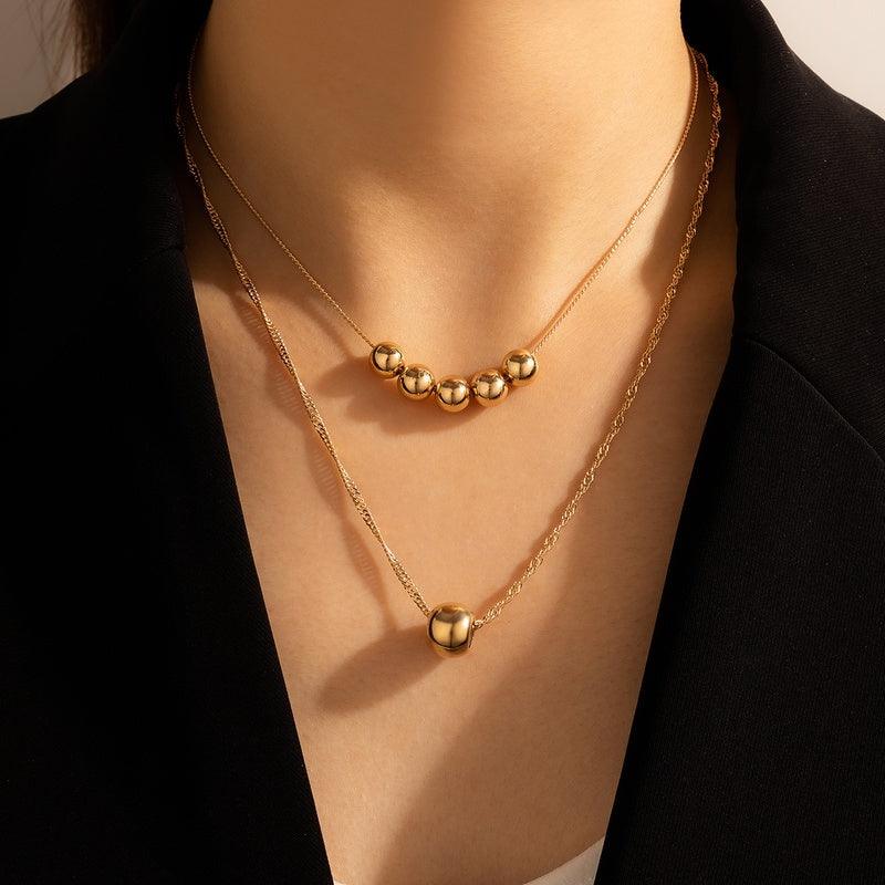 Layered necklace, FRENCH RIVIERA|Two Layer Classic Necklace in Gold