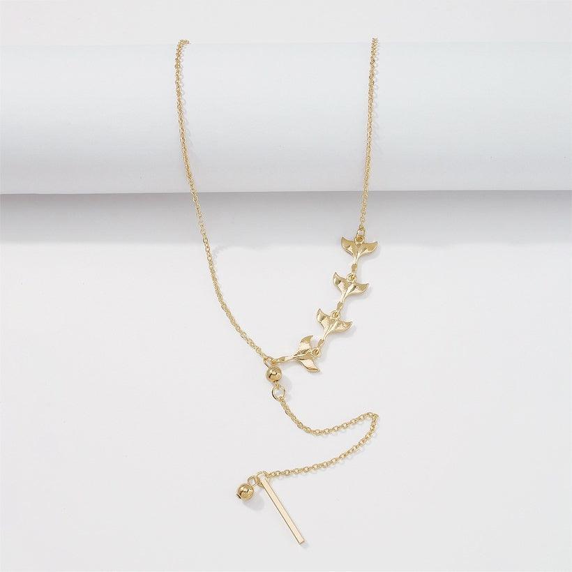 Necklace, FRENCH RIVIERA|Long Whale Tail Necklace in Gold