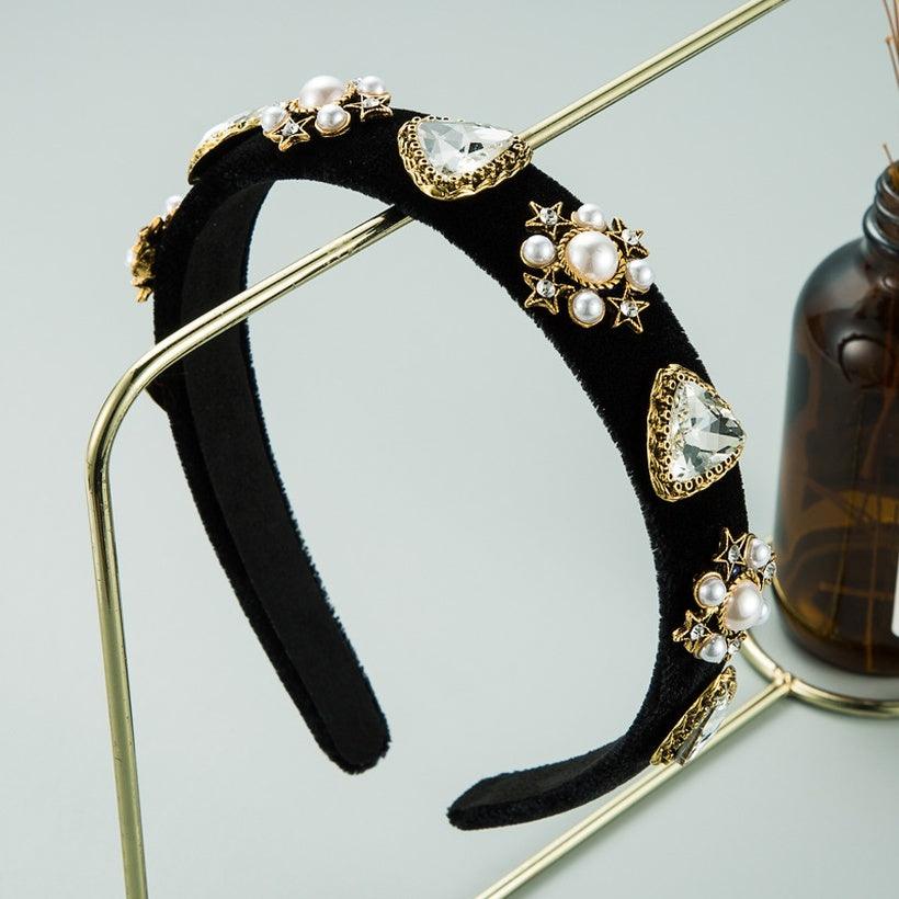 Hairband|SUGAR SUGAR, Velvet Hairband with Pearls in Black