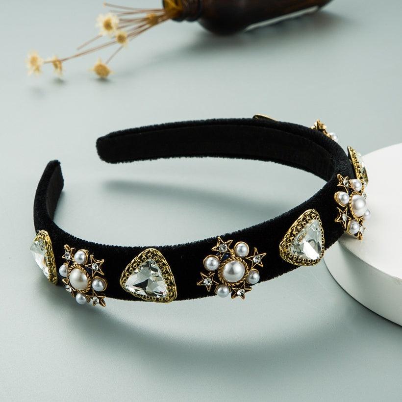 Hairband|SUGAR SUGAR, Velvet Hairband with Pearls in Black