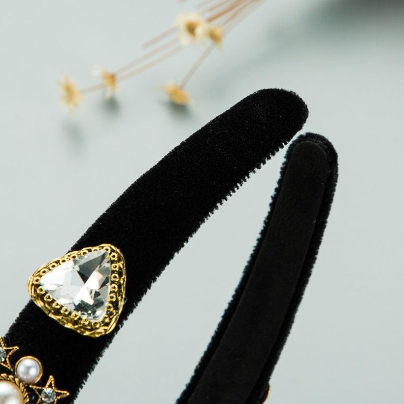 Hairband|SUGAR SUGAR, Velvet Hairband with Pearls in Black