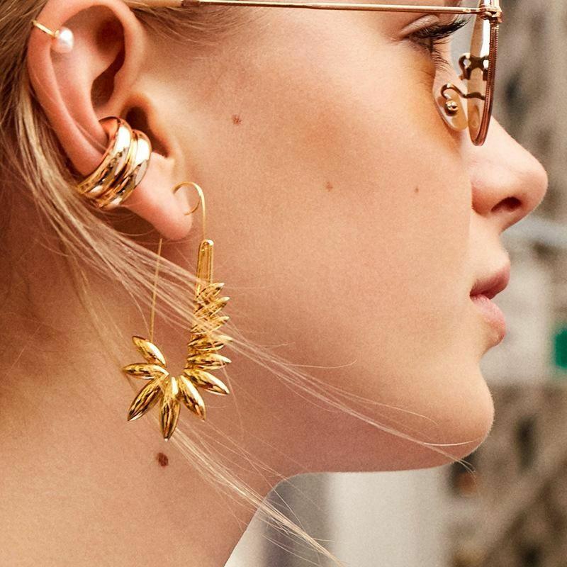 Earrings, PAPARAZZI|Gold Safety Pin Hoops