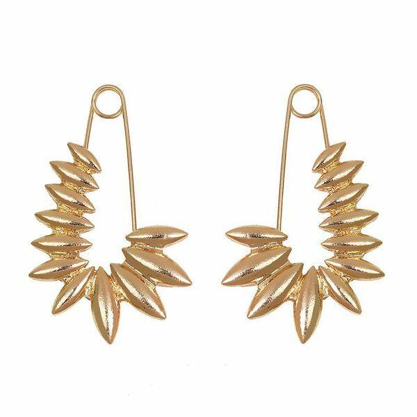 Earrings, PAPARAZZI|Gold Safety Pin Hoops