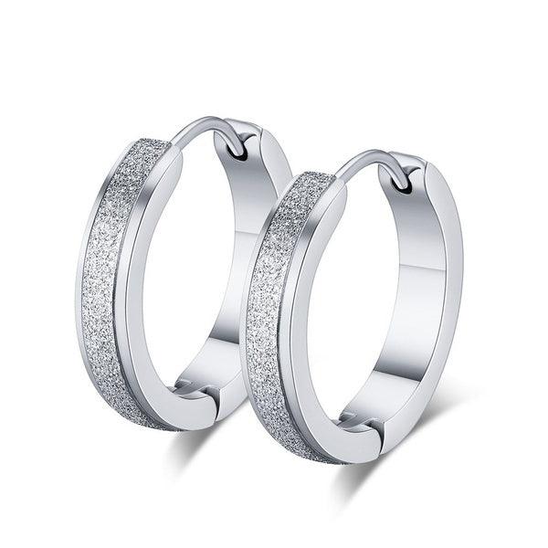 Surgical steel rings, Large Diamond Cut Steel Hoop Earrings