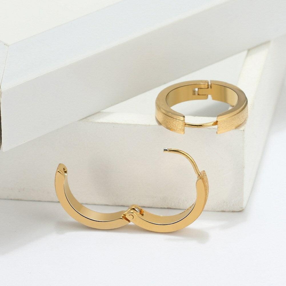 Surgical steel rings, Large Diamond Cut Steel Hoop Earrings in Gold