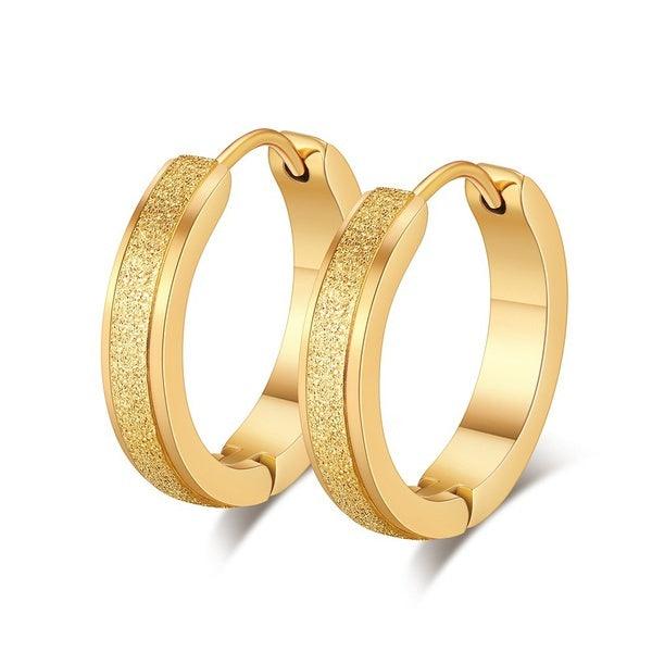 Surgical steel rings, Large Diamond Cut Steel Hoop Earrings in Gold